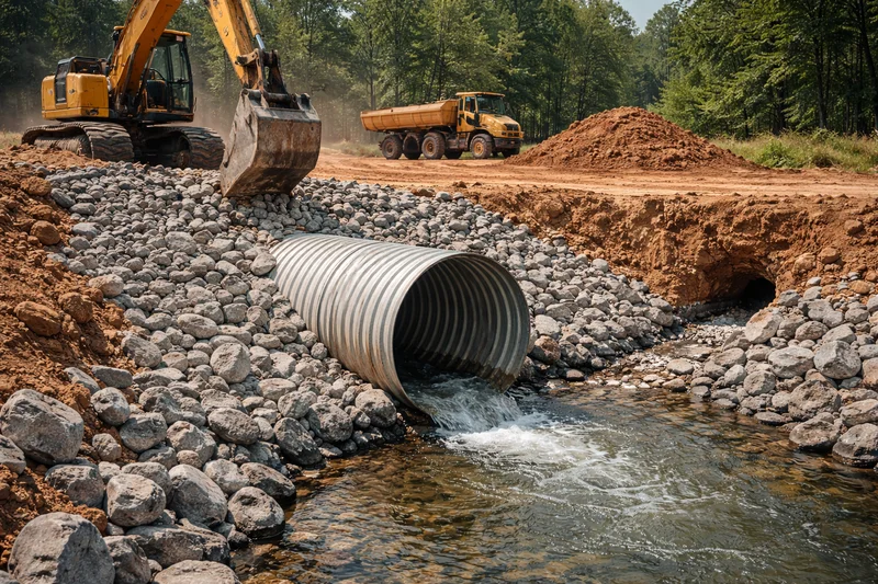 Culvert installation for drainage